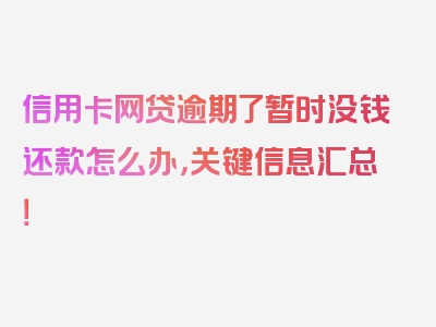 信用卡网贷逾期了暂时没钱还款怎么办，关键信息汇总！