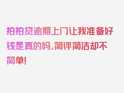 拍拍贷逾期上门让我准备好钱是真的吗，简评简洁却不简单！