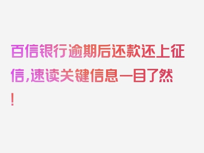 百信银行逾期后还款还上征信，速读关键信息一目了然！