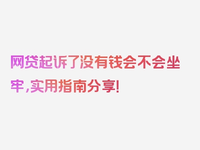 网贷起诉了没有钱会不会坐牢，实用指南分享！