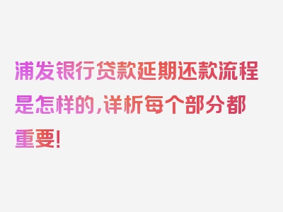 浦发银行贷款延期还款流程是怎样的，详析每个部分都重要！