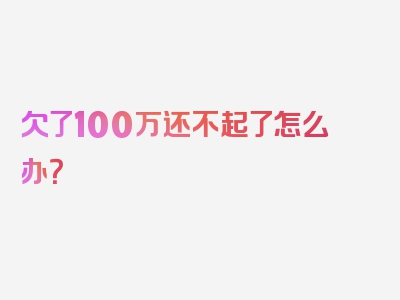 欠了100万还不起了怎么办？