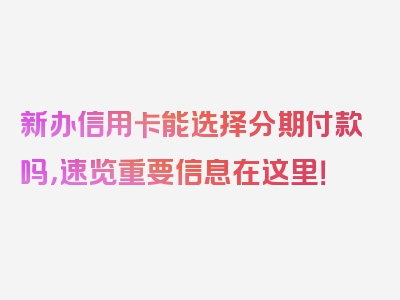 新办信用卡能选择分期付款吗，速览重要信息在这里！