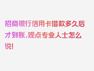 招商银行信用卡借款多久后才到账，观点专业人士怎么说！