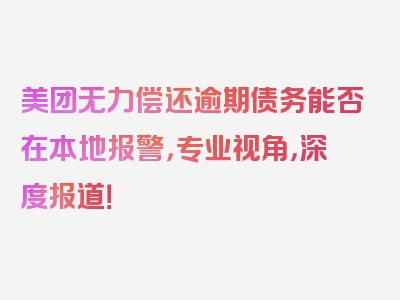 美团无力偿还逾期债务能否在本地报警，专业视角，深度报道！