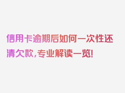 信用卡逾期后如何一次性还清欠款，专业解读一览！