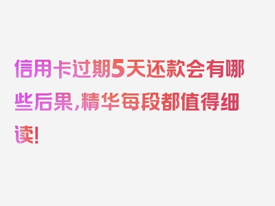 信用卡过期5天还款会有哪些后果，精华每段都值得细读！