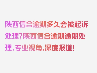 陕西信合逾期多久会被起诉处理?陕西信合逾期逾期处理，专业视角，深度报道！