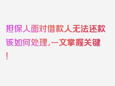 担保人面对借款人无法还款该如何处理，一文掌握关键！