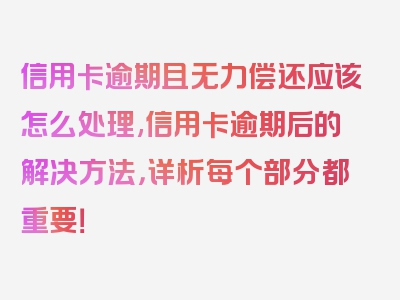 信用卡逾期且无力偿还应该怎么处理,信用卡逾期后的解决方法，详析每个部分都重要！