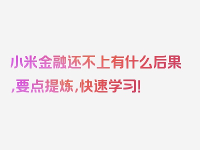 小米金融还不上有什么后果，要点提炼，快速学习！