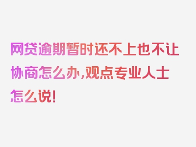 网贷逾期暂时还不上也不让协商怎么办，观点专业人士怎么说！