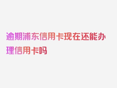 逾期浦东信用卡现在还能办理信用卡吗