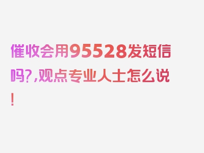 催收会用95528发短信吗?，观点专业人士怎么说！