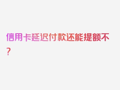 信用卡延迟付款还能提额不？