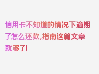 信用卡不知道的情况下逾期了怎么还款，指南这篇文章就够了！