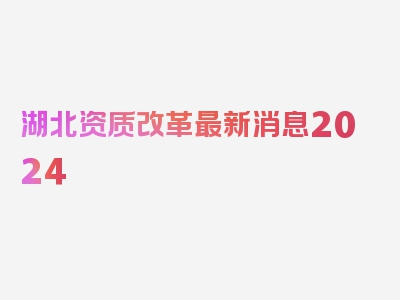 湖北资质改革最新消息2024