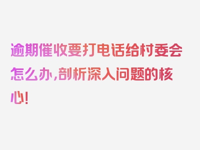 逾期催收要打电话给村委会怎么办，剖析深入问题的核心！