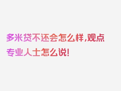 多米贷不还会怎么样，观点专业人士怎么说！