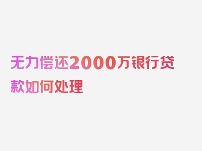 无力偿还2000万银行贷款如何处理