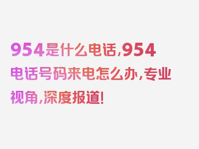 954是什么电话,954电话号码来电怎么办，专业视角，深度报道！