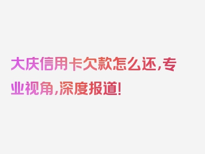 大庆信用卡欠款怎么还，专业视角，深度报道！