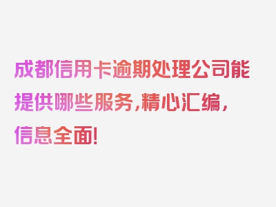 成都信用卡逾期处理公司能提供哪些服务，精心汇编，信息全面！