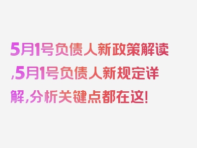 5月1号负债人新政策解读,5月1号负债人新规定详解，分析关键点都在这！