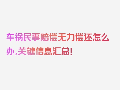 车祸民事赔偿无力偿还怎么办，关键信息汇总！