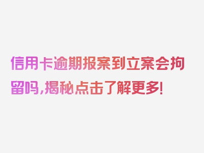 信用卡逾期报案到立案会拘留吗，揭秘点击了解更多！