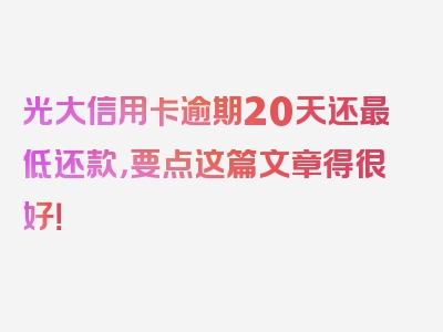 光大信用卡逾期20天还最低还款，要点这篇文章得很好！