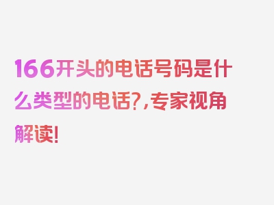 166开头的电话号码是什么类型的电话?，专家视角解读！