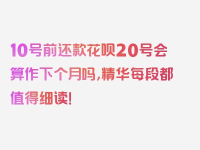 10号前还款花呗20号会算作下个月吗，精华每段都值得细读！