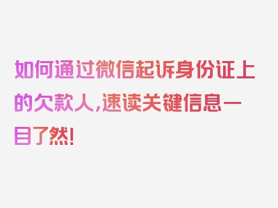 如何通过微信起诉身份证上的欠款人，速读关键信息一目了然！