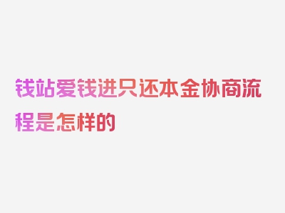 钱站爱钱进只还本金协商流程是怎样的