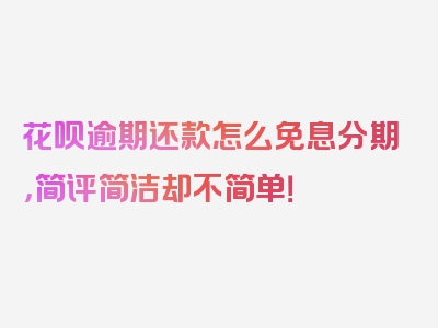 花呗逾期还款怎么免息分期，简评简洁却不简单！