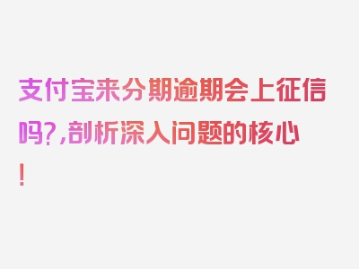 支付宝来分期逾期会上征信吗?，剖析深入问题的核心！