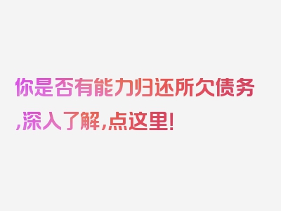 你是否有能力归还所欠债务，深入了解，点这里！