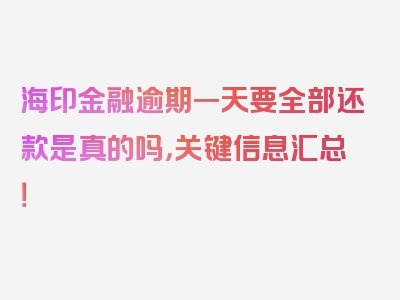 海印金融逾期一天要全部还款是真的吗，关键信息汇总！