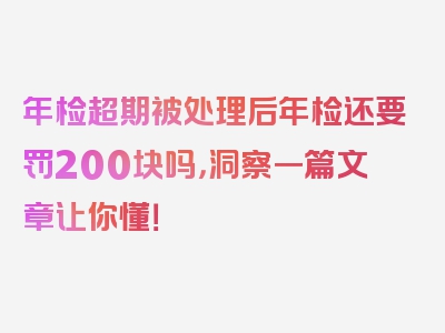 年检超期被处理后年检还要罚200块吗，洞察一篇文章让你懂！