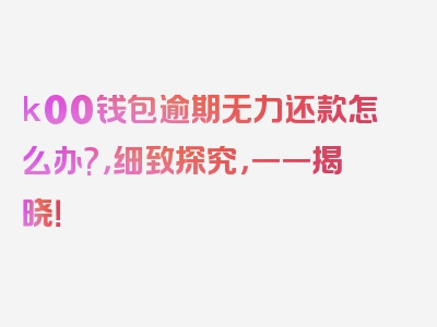 k00钱包逾期无力还款怎么办?，细致探究，一一揭晓！