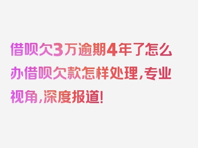 借呗欠3万逾期4年了怎么办借呗欠款怎样处理，专业视角，深度报道！