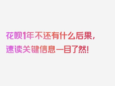 花呗1年不还有什么后果，速读关键信息一目了然！