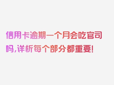 信用卡逾期一个月会吃官司吗，详析每个部分都重要！