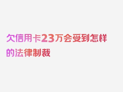 欠信用卡23万会受到怎样的法律制裁