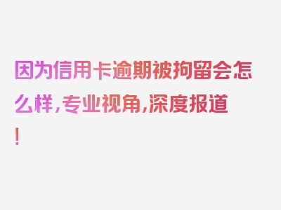 因为信用卡逾期被拘留会怎么样，专业视角，深度报道！