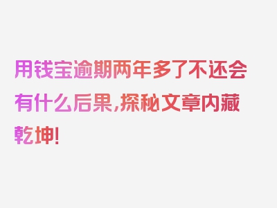 用钱宝逾期两年多了不还会有什么后果，探秘文章内藏乾坤！