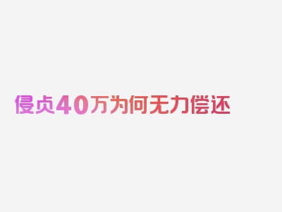 侵占40万为何无力偿还