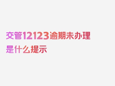 交管12123逾期未办理是什么提示