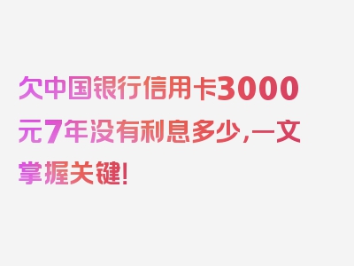 欠中国银行信用卡3000元7年没有利息多少，一文掌握关键！